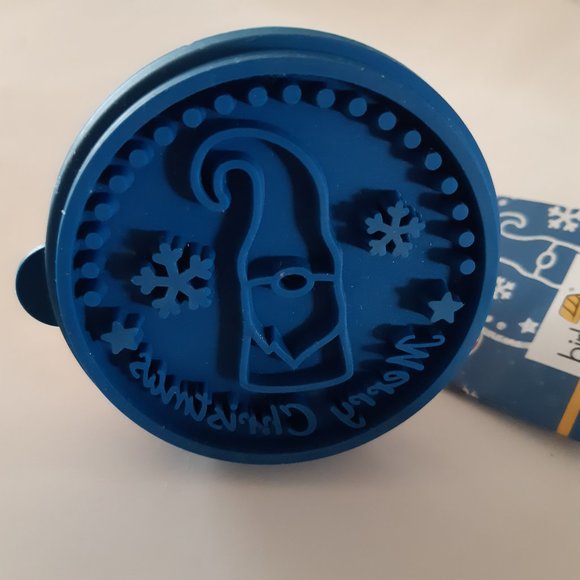 Merry Christmas Santa Silicone Cookie Stamp Gnome by Birkmann - Blue - Picture 2 of 7